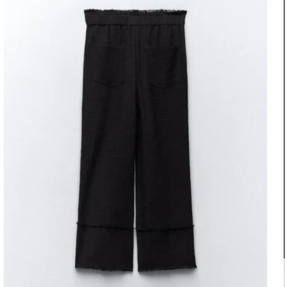 NWT ZARA FRAYED RUSTIC PANTS BLACK - Picture 9 of 12